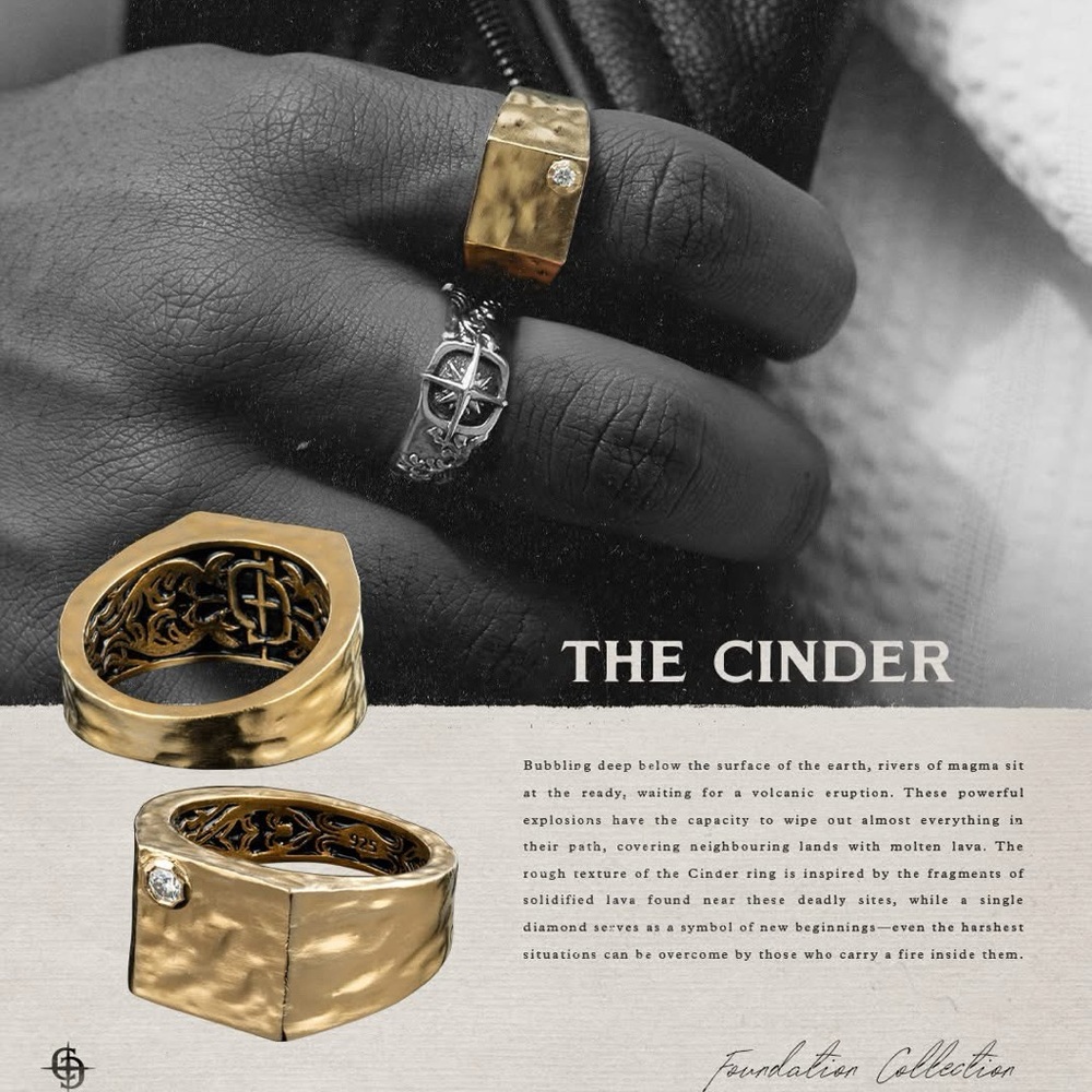 Clocks and Colours Cinder Gold Plated Ring with Lab Grown Diamond